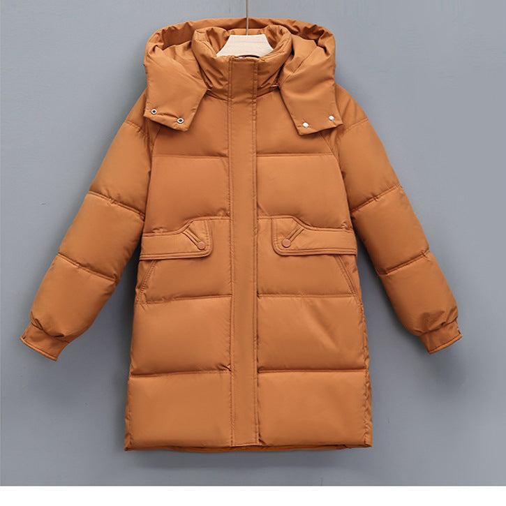 Damen nan langer thermogepolsterter Parka mit abnehmbarer Kapuze, verdecktem Reißverschluss und Klappentaschen Shop Nory