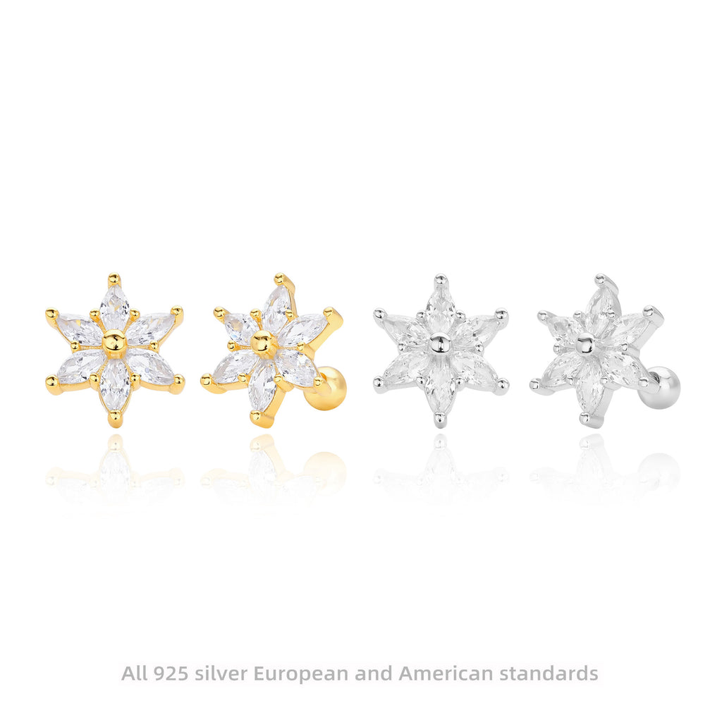Damen Ohrstecker mit funkelndem Blumenmotiv aus hochwertigem 925 Sterling Silber Shop Nory