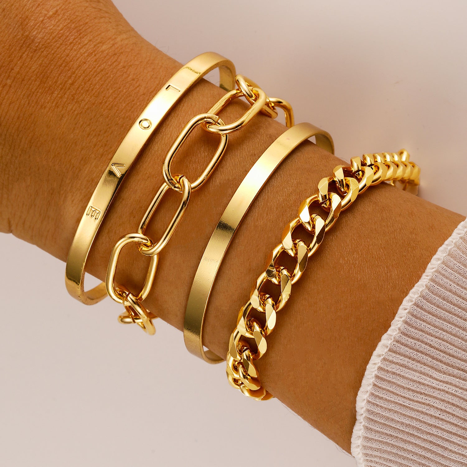 Damen Armreif-Set aus elegantem Edelstahl mit variierenden Designs Shop Nory