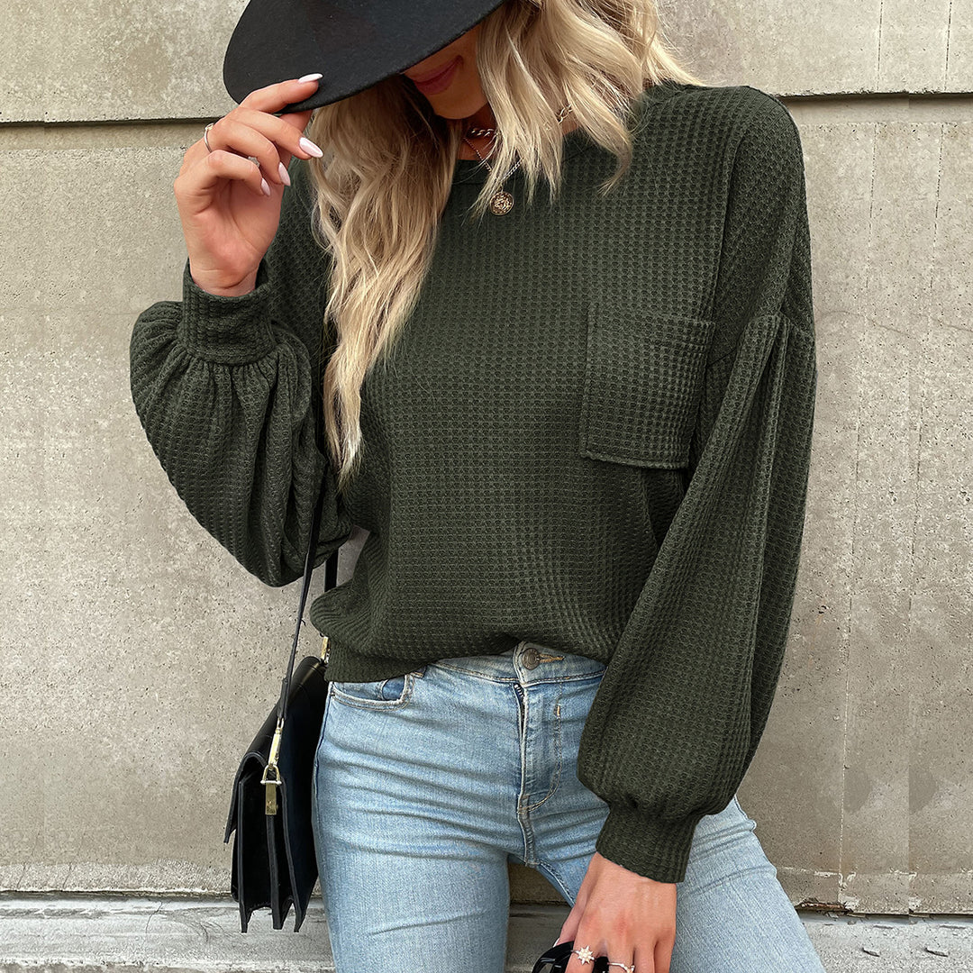 Damen Lässiger Pullover mit Ballonärmeln Shop Nory