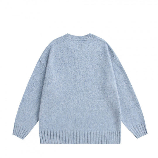 Unisex Oversize-Flauschpullover mit V-Schlitzkragen und Bouclé-Optik Shop Nory