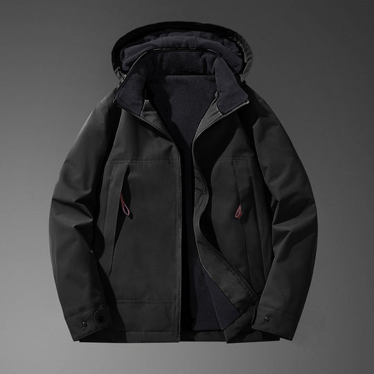Herren Wasserabweisende Multitaschen-Jacke mit Kapuze und Fleece-Innenfutter Shop Nory