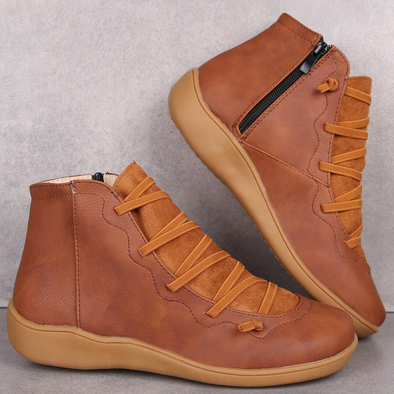 Damen Knöchelhohe Komfort-Boots mit elastischer Zier-Schnürung und seitlichem Reißverschluss Shop Nory
