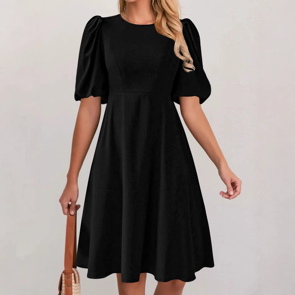 Damen A-Linien Kleid mit voluminösen Puffärmeln