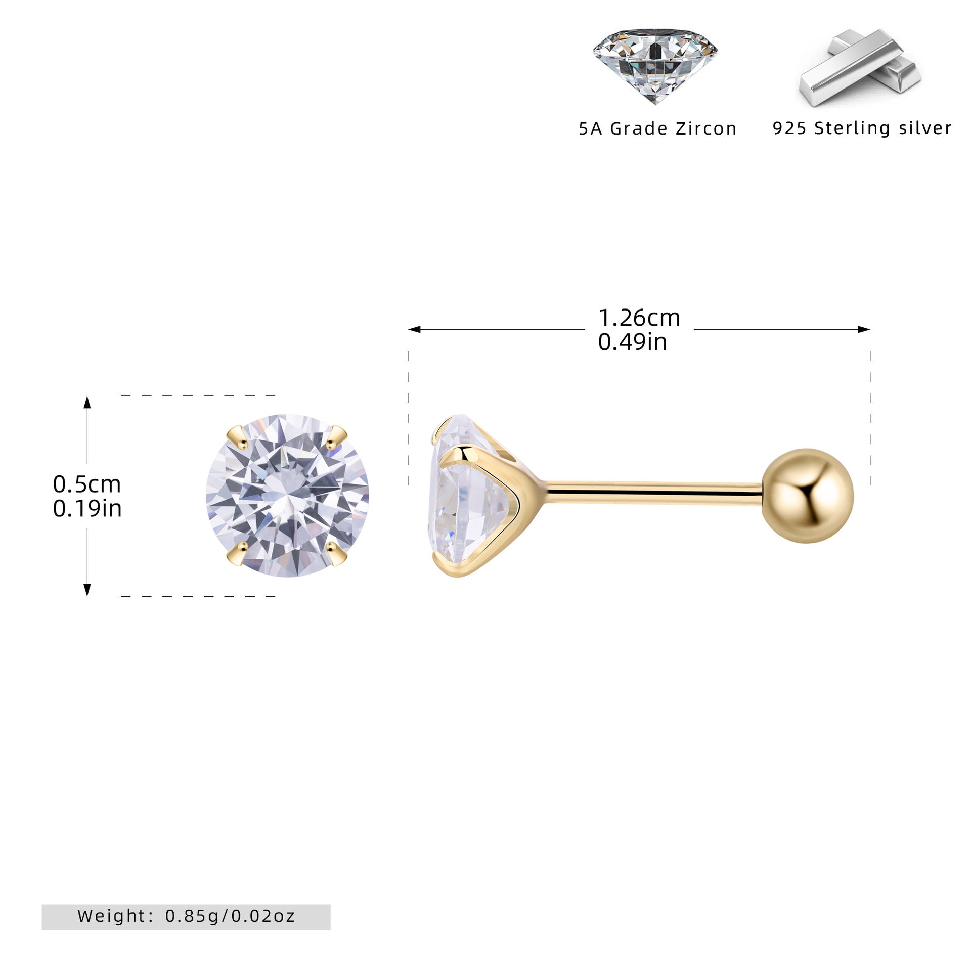 Damen Ohrstecker mit funkelndem Zirkon und hochwertigem 925 Sterling Silber Shop Nory