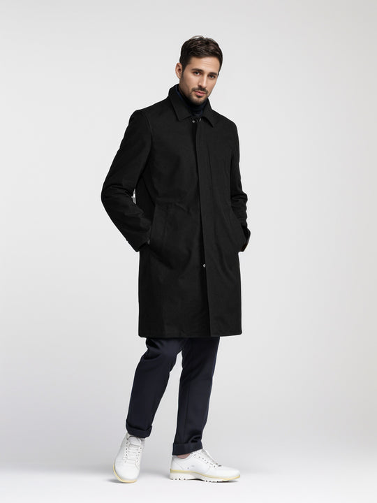Herren Mid-Length Einreihiger Mantel mit verdeckter Knopfleiste und taillierter Silhouette Shop Nory