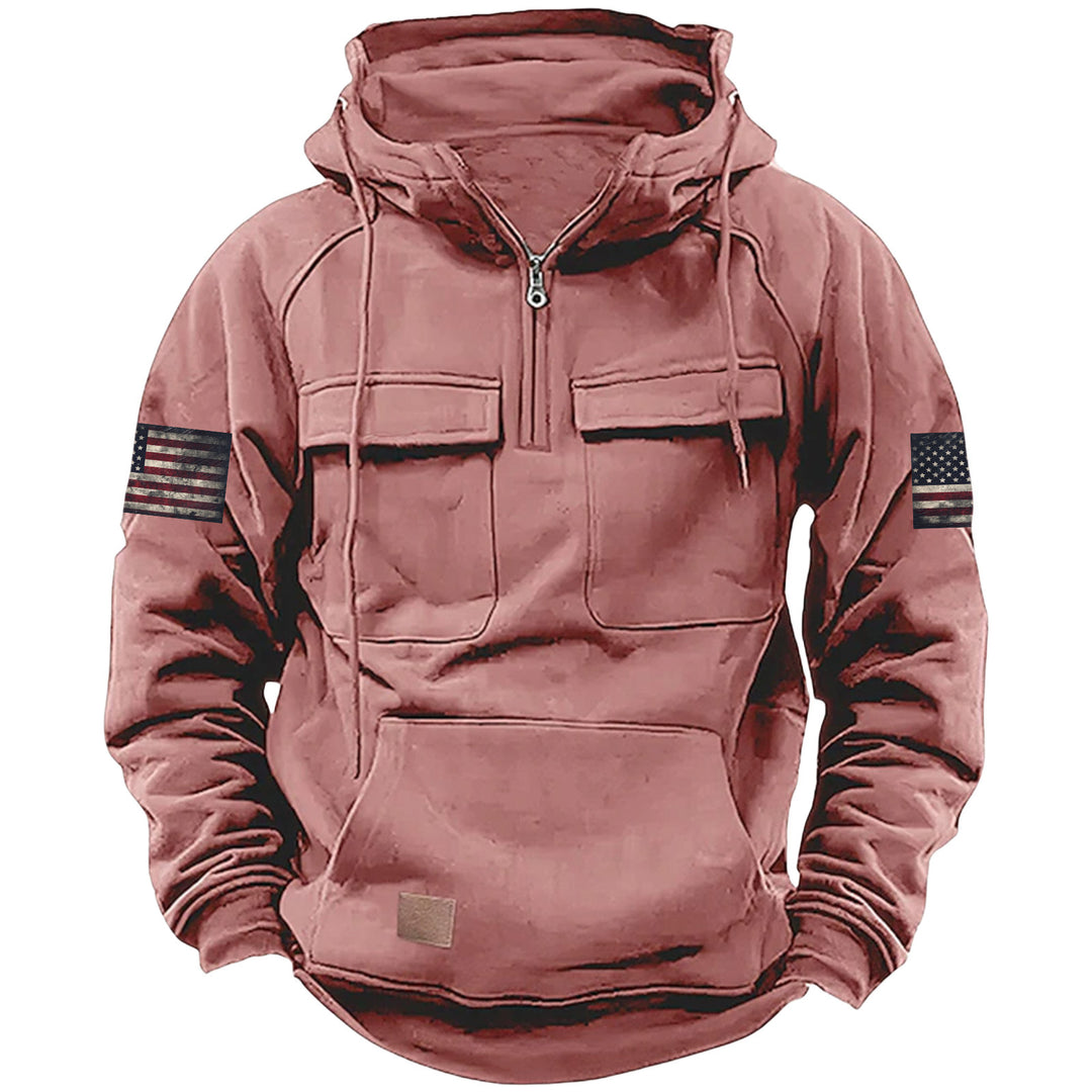Herren nan Kapuzenpullover mit Halbzip, Cargo-Brusttaschen und Kängurutasche Shop Nory