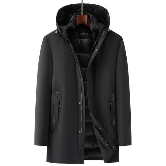 Herren wasserdichter zweilagiger Mantel mit gesteppter Innenjacke und Kapuze Shop Nory