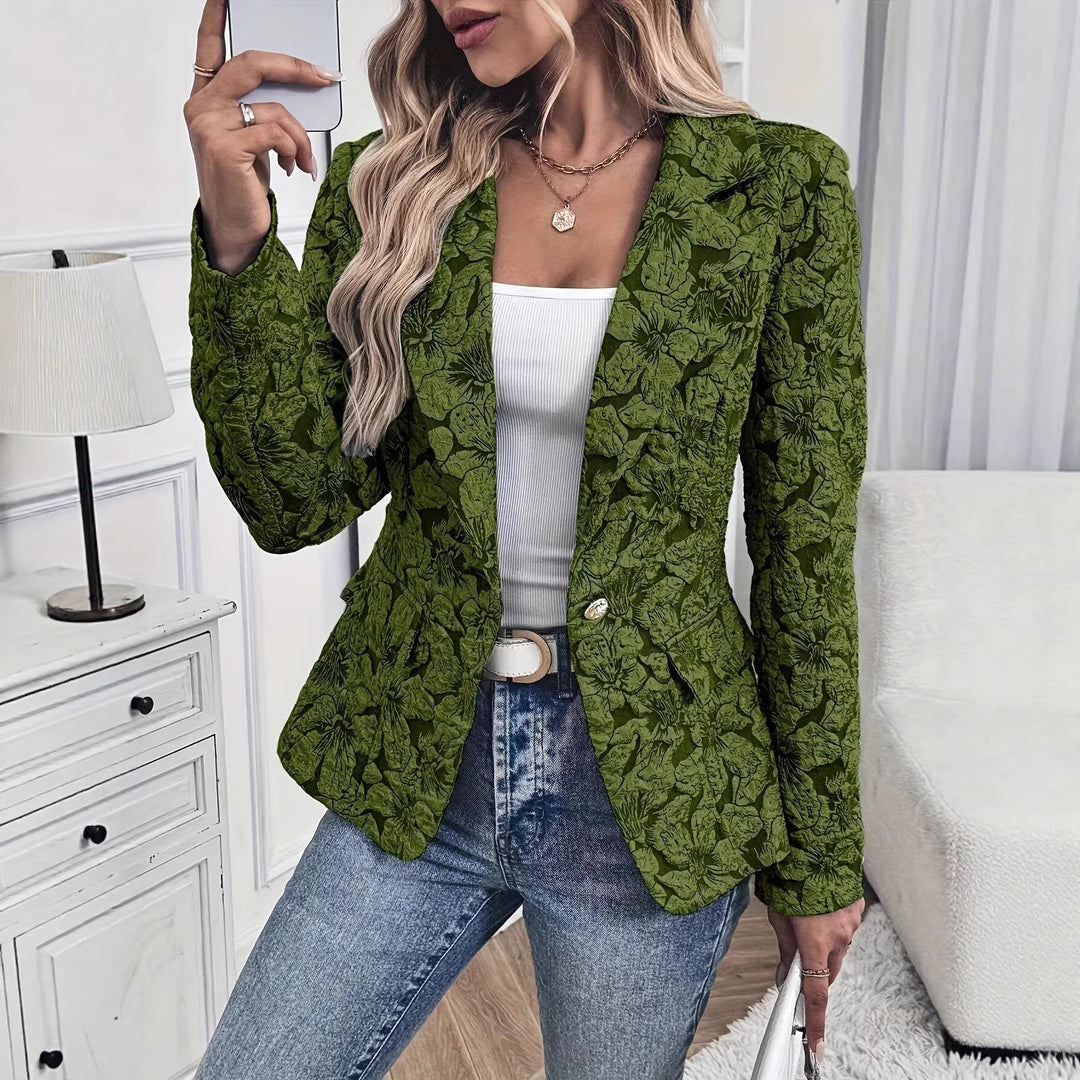 Damen Taillierter Jacquard-Blazer mit floralem Reliefmuster Shop Nory