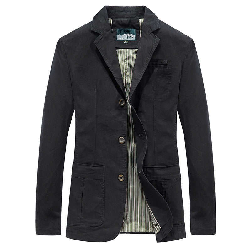 Herren legeres Canvas-Sakko im Worker‑Stil mit aufgesetzten Pattentaschen und gestreiftem Innenfutter Shop Nory