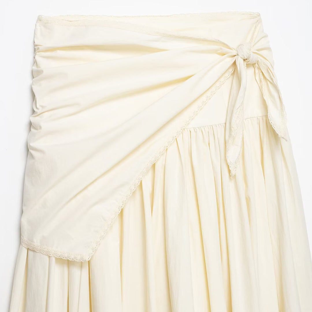 Damen Maxirock mit Wickeldetail und Spitzenbesatz Shop Nory
