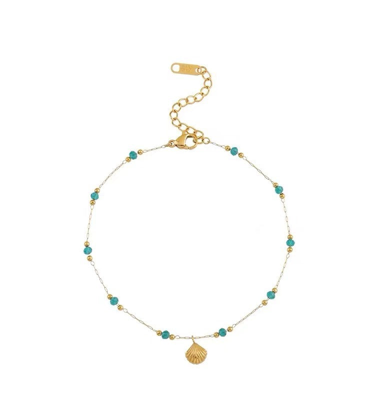 Damen Coastal-inspiriertes zartes Muschel-Anhänger Fußkettchen Shop Nory