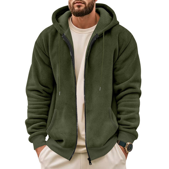 Herren Strukturiertes Kapuzen-Sweatshirt mit Vollzip, Seitentaschen und Rippbündchen Shop Nory