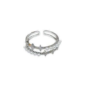 Damen trendiger Ring mit Sternen und Perlen Shop Nory