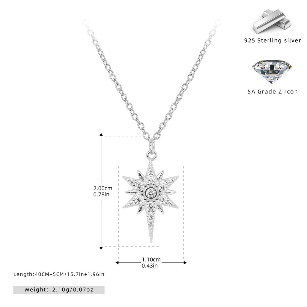 Damen Halskette mit strahlendem Sternanhänger aus hochwertigem 925 Sterling Silber und funkelnden Zirkonia Shop Nory