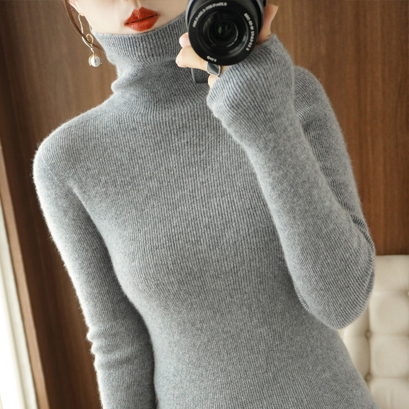 Damen Schmaler Rollkragenpullover aus Kaschmir‑Mix mit extralangem Ärmelabschluss Shop Nory