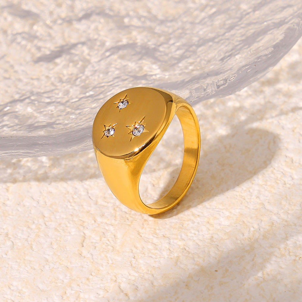 Damenring mit funkelnden tschechischen Diamanten aus Edelstahl Shop Nory