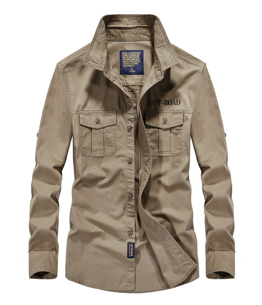 Herren Utility‑Field‑Hemdjacke mit Brustpattentaschen, Rollärmel und robustem Canvas Shop Nory