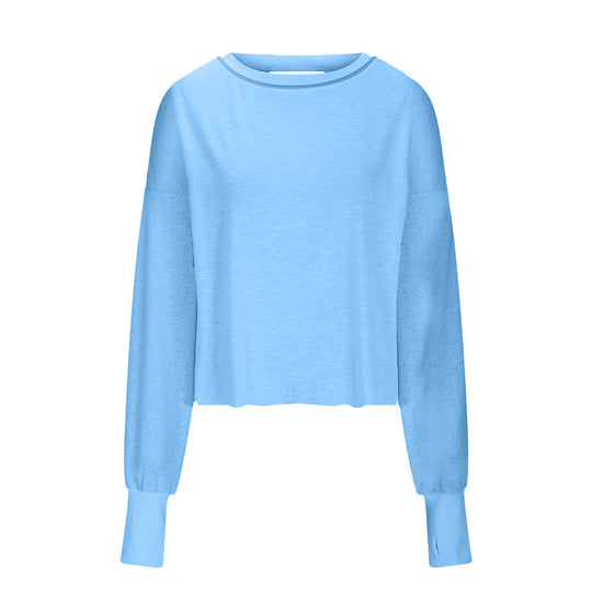 Damen Cropped-Sweatshirt mit überkreuztem Cut-Out-Rücken und rohen Saumkanten Shop Nory
