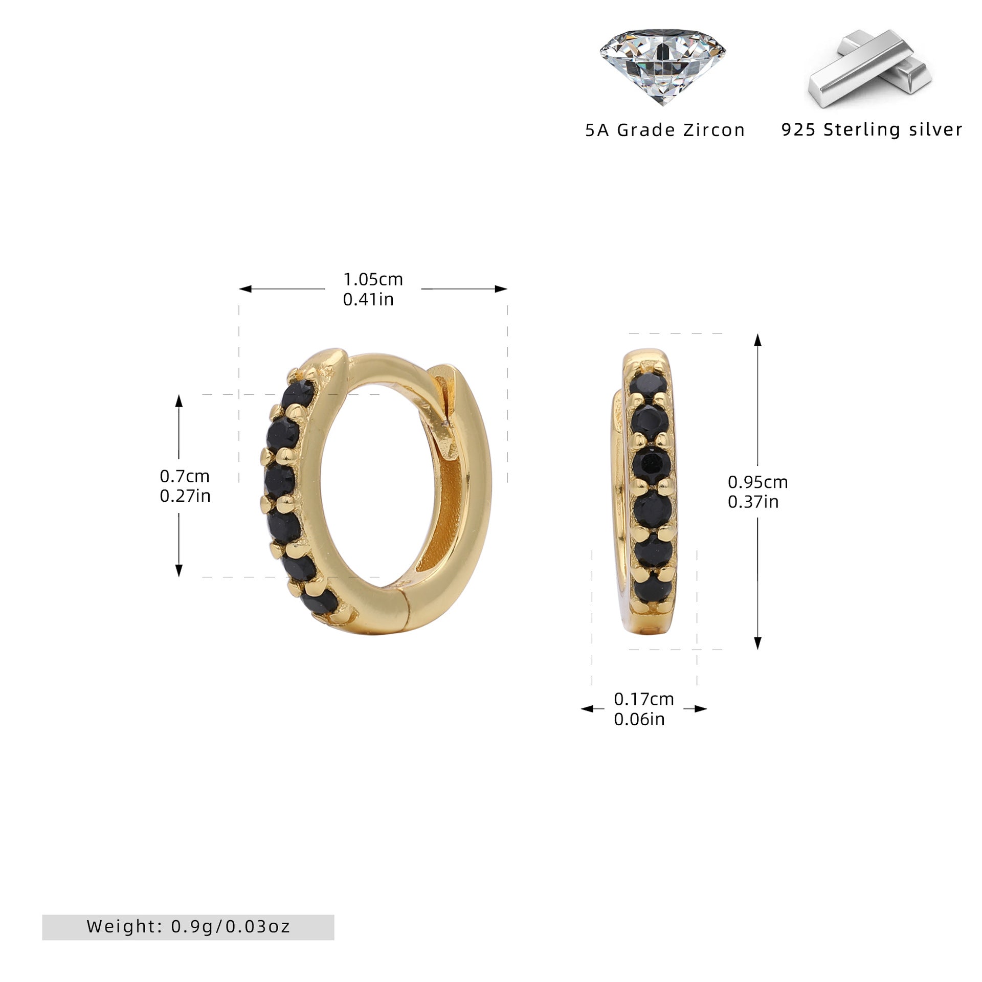 Damen Creolen mit funkelnden Zirkonia-Details aus 925 Sterling Silber Shop Nory