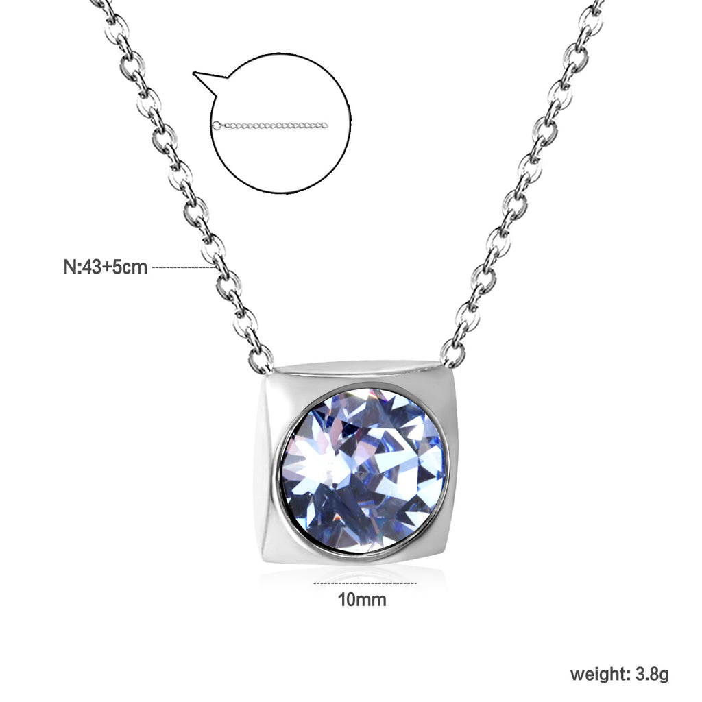 Damen Halskette mit quadratischem Kristallanhänger aus hochwertigem Edelstahl Shop Nory