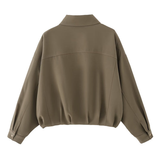 Damen Oversize Utility-Jacke mit Pattentaschen, Drop-Shoulder und elastischem Saum Shop Nory