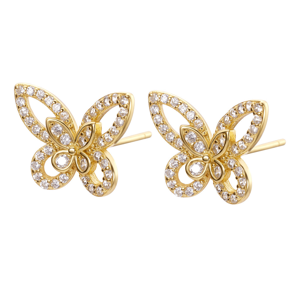 Damen Ohrstecker im eleganten Schmetterlingsdesign mit strahlenden Zirkonia Shop Nory