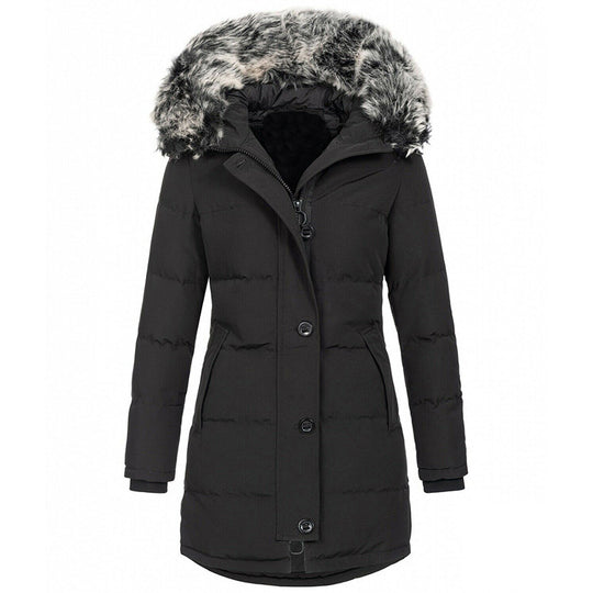 Damen Thermo-Parka mit taillierter Silhouette, Knopfleiste & abnehmbarer Kunstfellkapuze Shop Nory