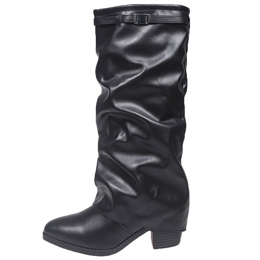 Damen Schaftstiefel aus softem Kunstleder mit lässigem Slouch‑Schaft und niedrigem Blockabsatz Shop Nory