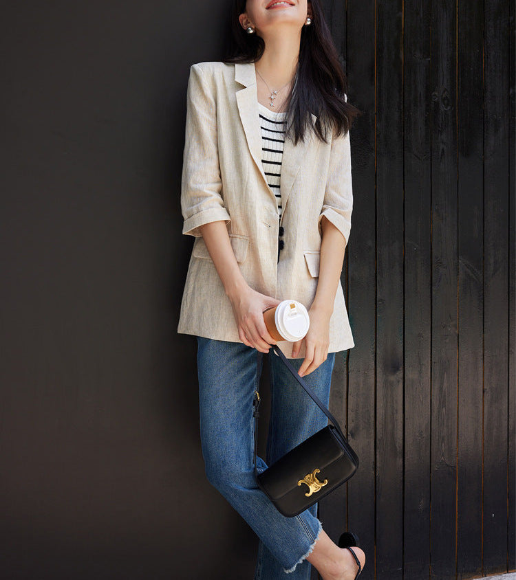 Damen Modischer Leinenblazer Shop Nory
