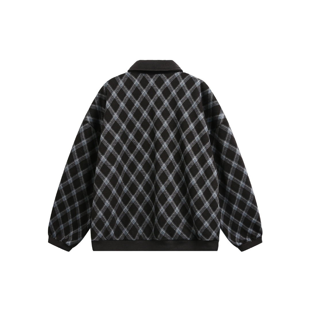Damen Karierter Oversize‑Polo‑Pullover mit Halbknopfleiste und Rippbündchen Shop Nory