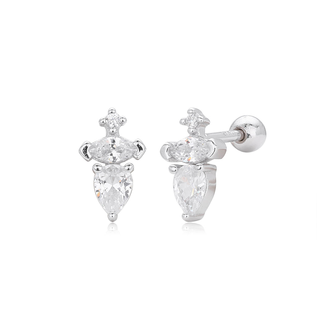 Damen Ohrstecker mit funkelndem Zirkon und eleganter 925 Sterling Silberfassung Shop Nory