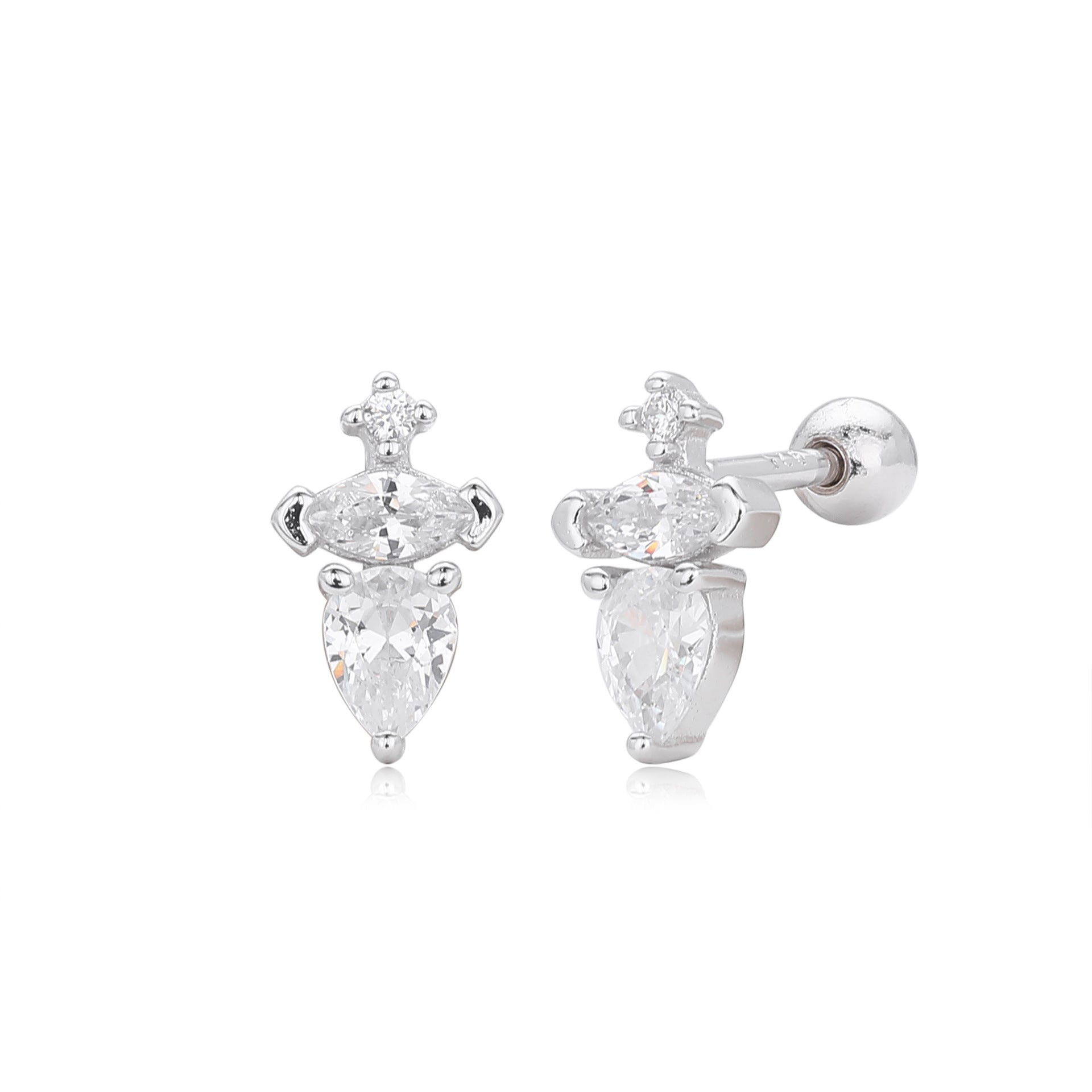 Damen Ohrstecker mit funkelndem Zirkon und eleganter 925 Sterling Silberfassung Shop Nory