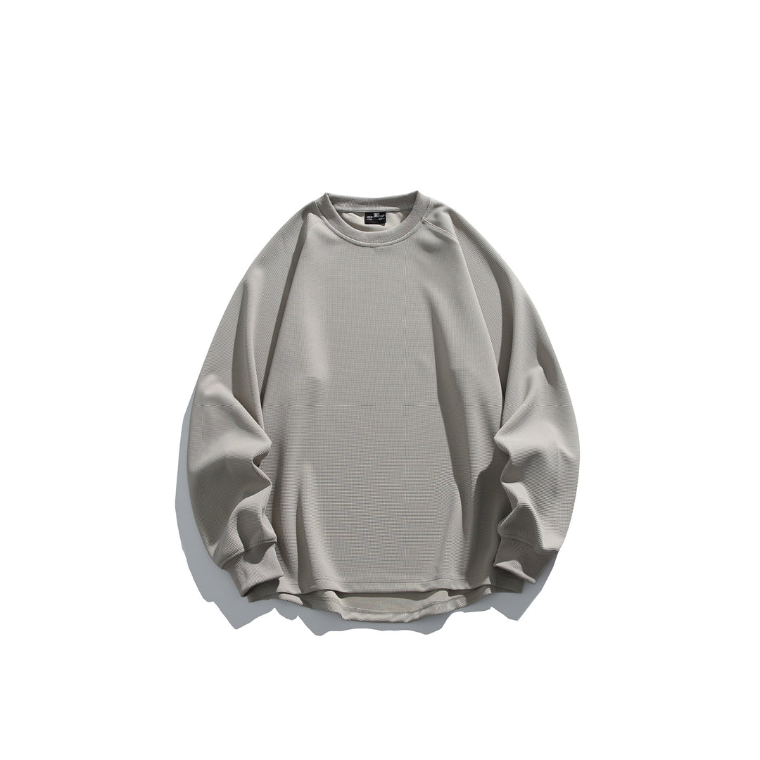 Unisex Oversize Waffelstrick-Sweatshirt mit Rundhalsausschnitt Shop Nory