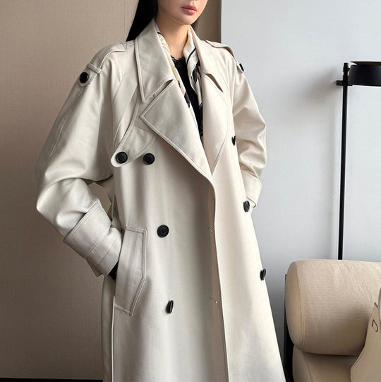 Damen modischer Trenchcoat mit doppelter Knopfleiste Shop Nory
