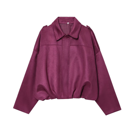 Damen Gekürzte Wildlederoptik-Blousonjacke mit Taillen-Smock und Schulterpatten Shop Nory