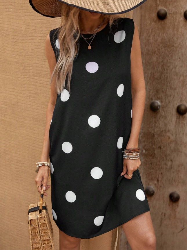 Damen legeres Punkte-Kleid mit schwingendem Schnitt Shopnory