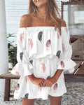 Damen Off-Shoulder Sommerkleid mit Blumenmuster Shopnory