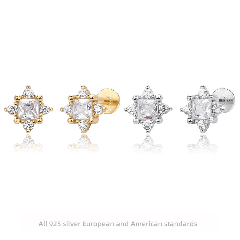 Damen Ohrstecker mit luxuriösem Zirkonbesatz und hochglänzender 925 Sterling Silberfassung Shop Nory
