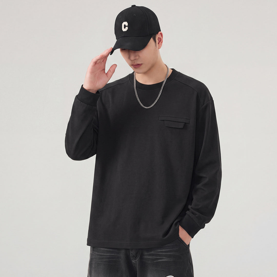 Herren Oversize Sweatshirt mit Brustklappe und Raglanärmeln Shop Nory