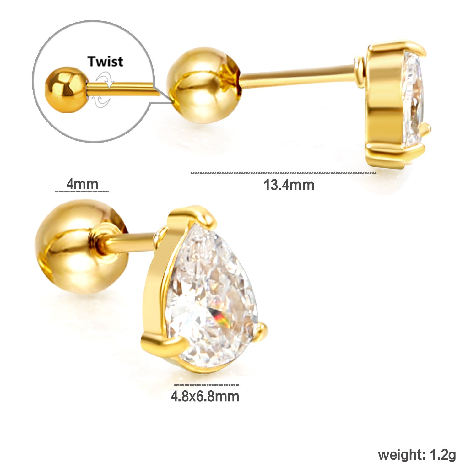 Damen Ohrstecker mit funkelndem Herzdesign und eleganter Goldbeschichtung Shop Nory