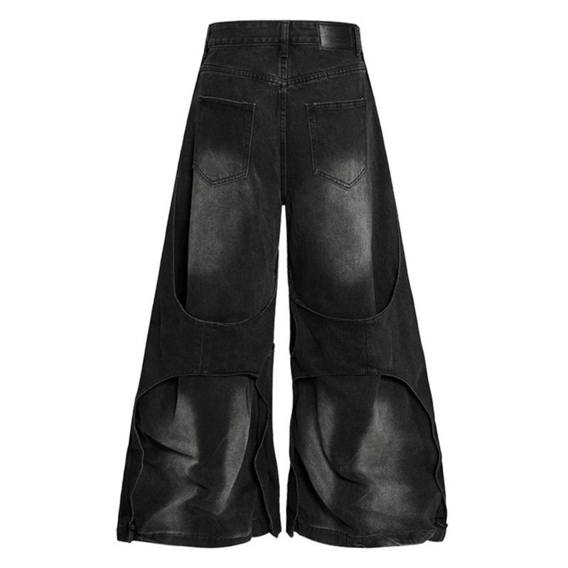 Damen weite Destroyed-Denim Culotte mit Lagenoptik und Fransenapplikation Shop Nory
