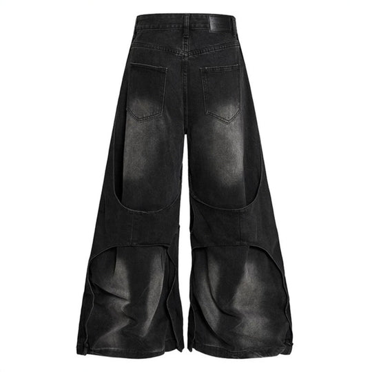 Damen weite Destroyed-Denim Culotte mit Lagenoptik und Fransenapplikation Shop Nory