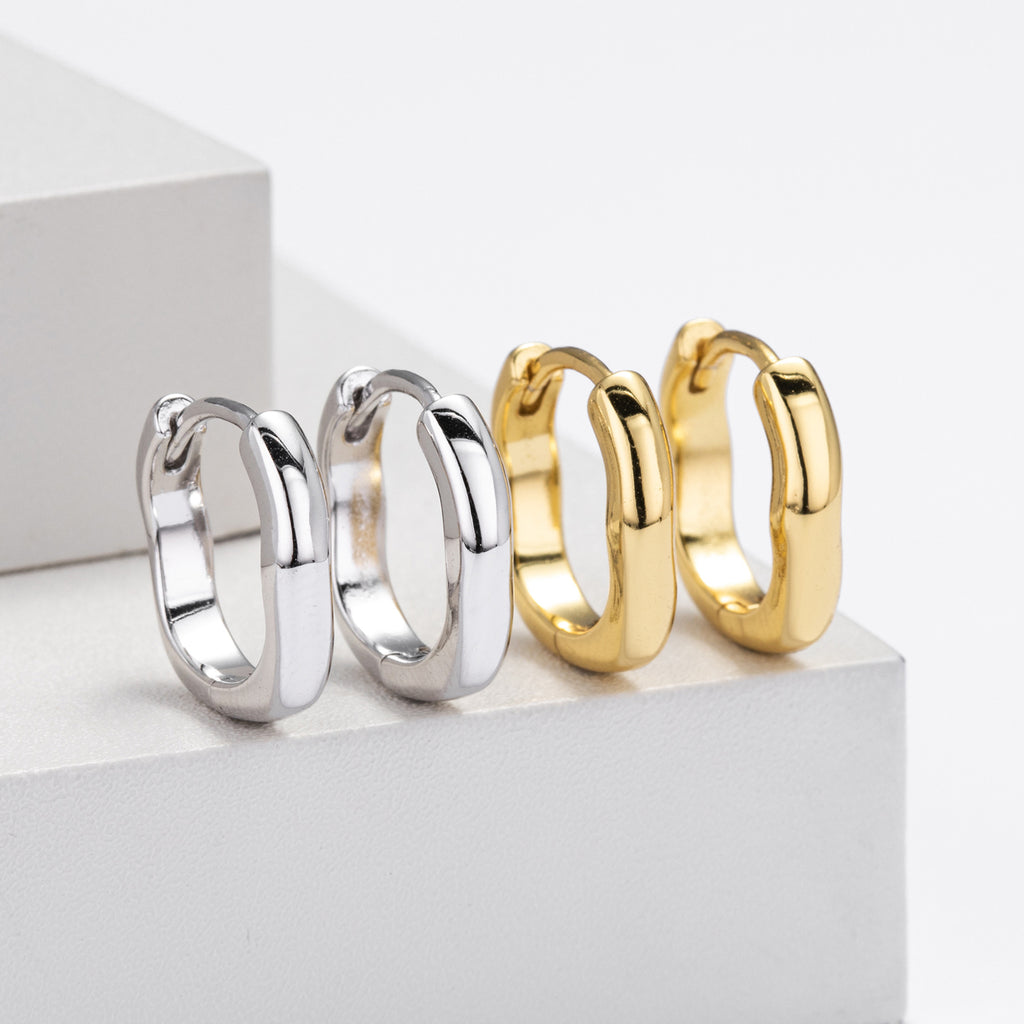 Damen Creolenohrringe mit modernem, geschwungenem Design aus hochwertigem 925 Sterling Silber Shop Nory