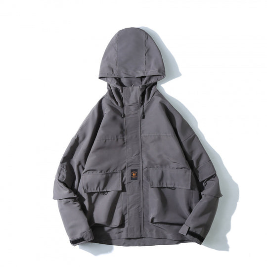 Unisex Weitgeschnittene Utility-Softshelljacke mit Kapuze und Mehrfach-Taschen Shop Nory