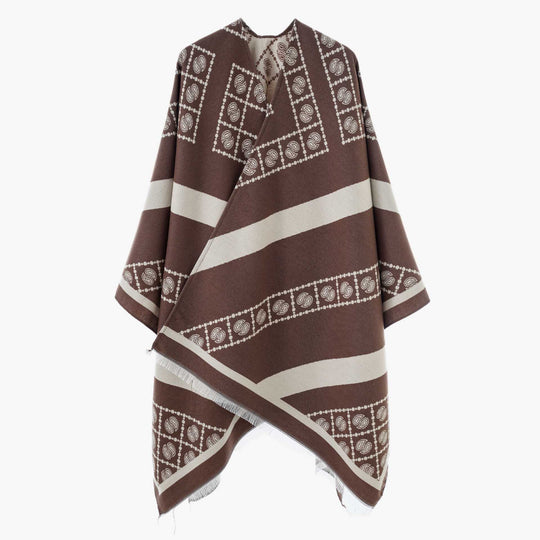 Damen Luxuriöses Jacquard-Überwurfcape mit kastiger Silhouette Shop Nory