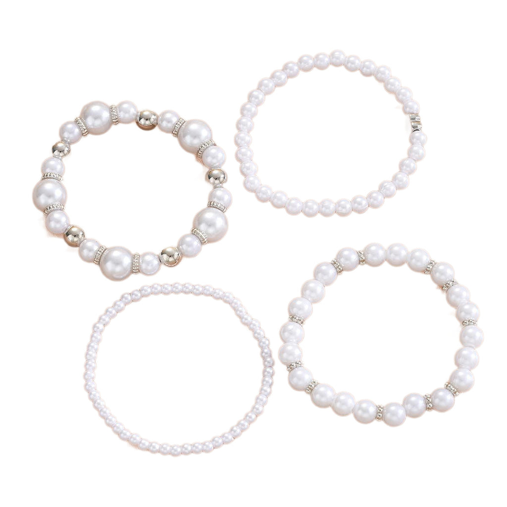 Damen Schmuckarmband-Set mit eleganten Perlen und silbernen Akzenten Shop Nory