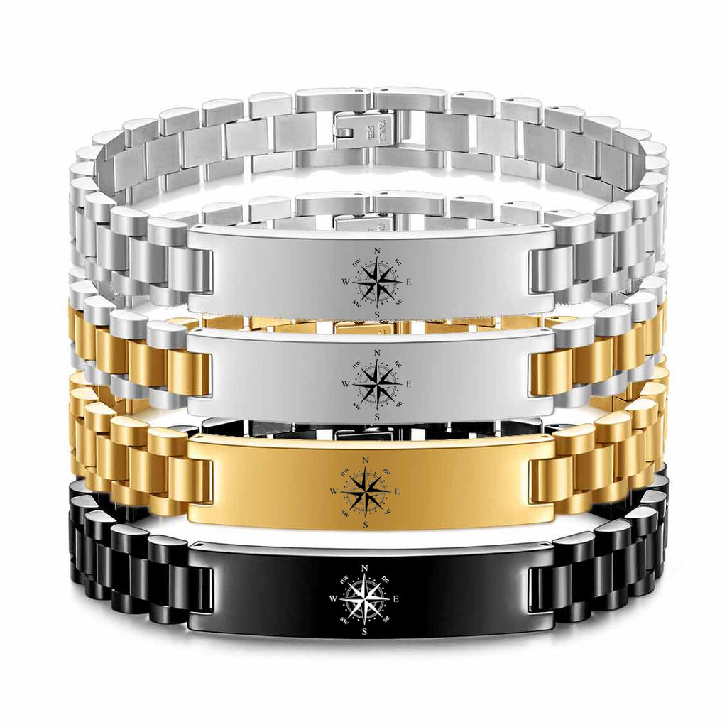 Herren Armband mit Kompass-Motiv und modernem Edelstahl-Design Shop Nory