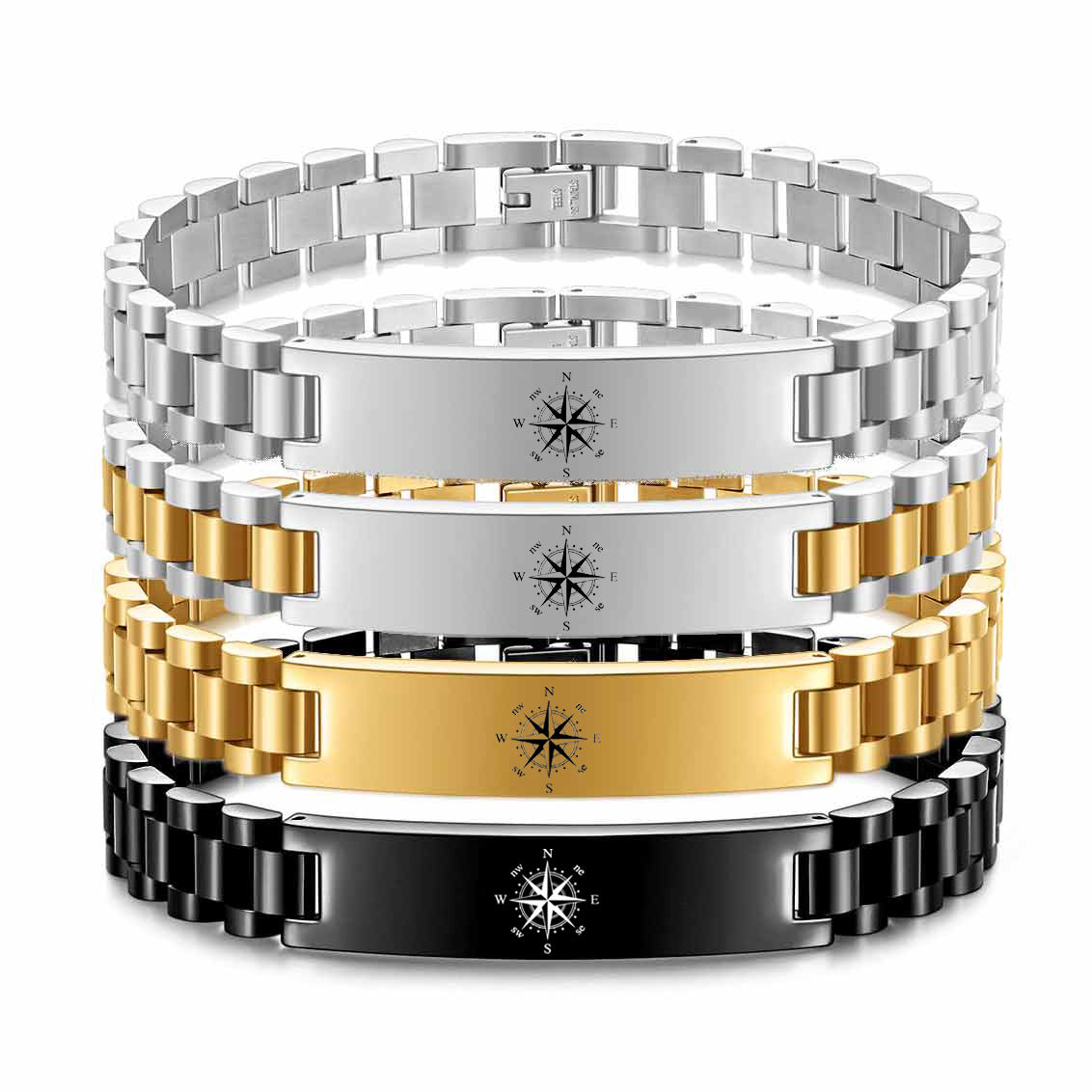 Herren Armband mit Kompass-Motiv und modernem Edelstahl-Design Shop Nory