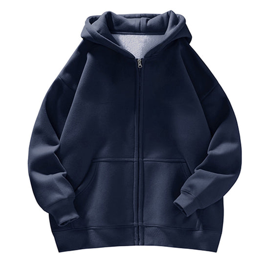 Unisex Oversize-Kapuzenjacke mit durchgehendem Reißverschluss, Teddyfutter und Känguru-Taschen Shop Nory